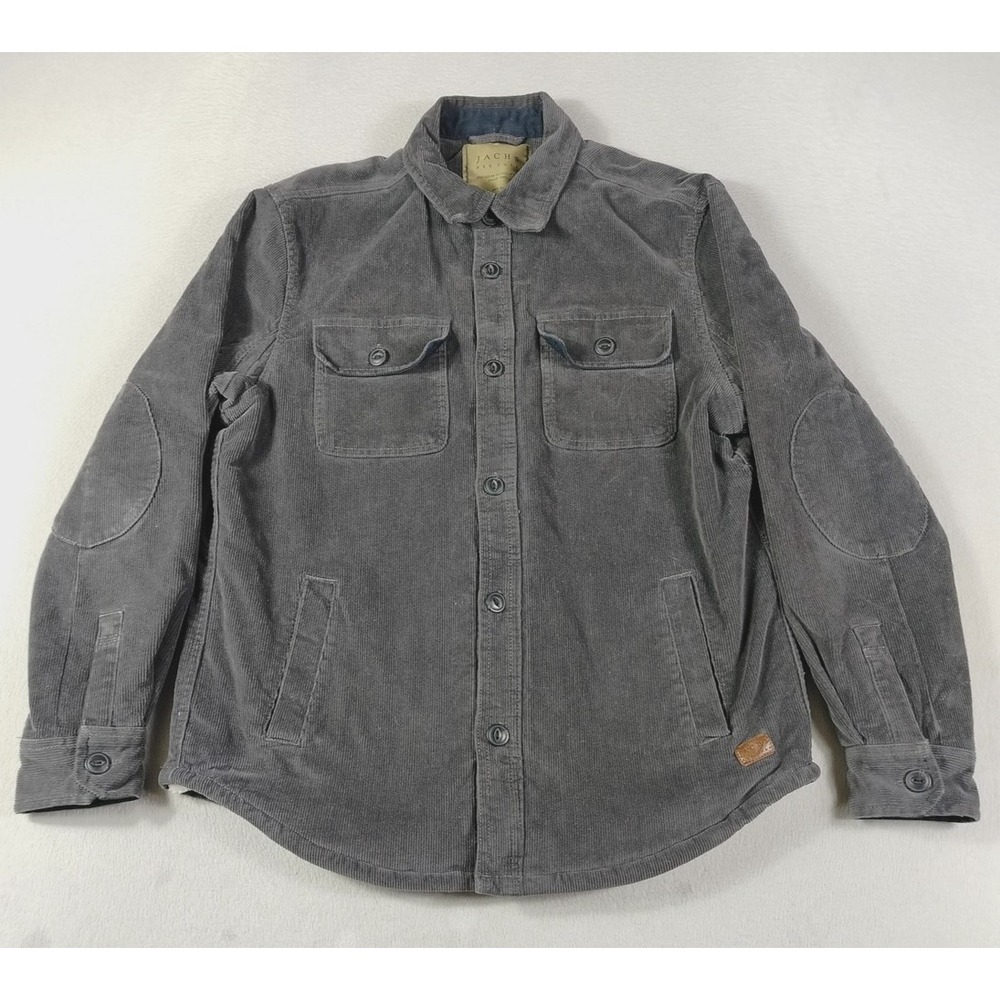 JACHS Shacket Mens Large Gray Corduroy Sherpa Lined Outdoor Lumberjack Cabincore
